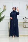 Hüma abaya takım - lacivert