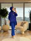 25K3004 Kendinden Jakar Desen Tunik Saks