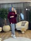 33679 Rubber Baskılı Ve Etiketli Sweat Bordo