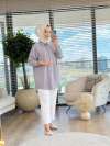 7165 Tencel Tunik Gri